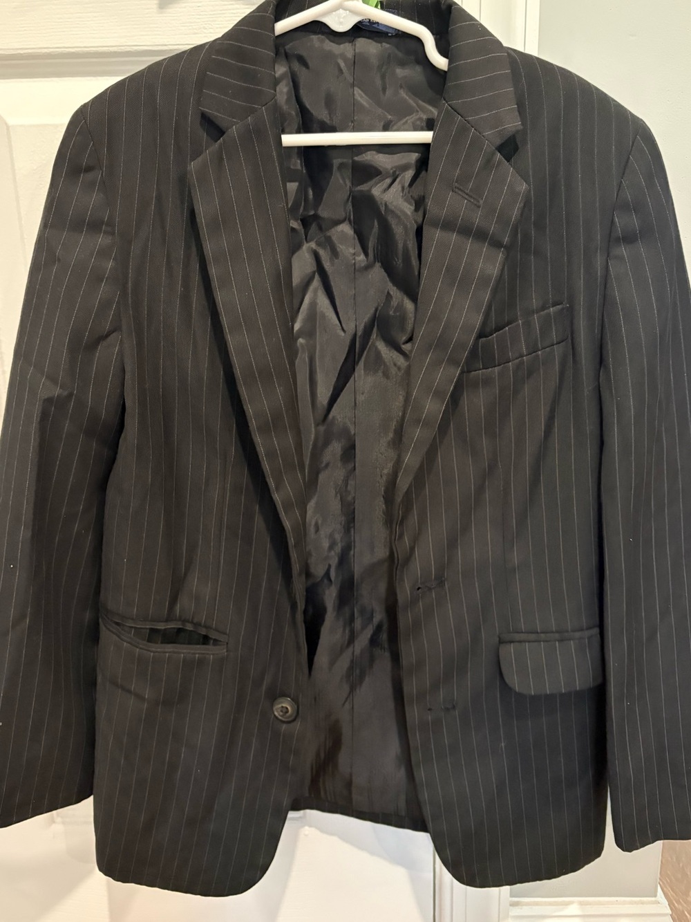 Chaps Black Pinstripe Boys Suit Jacket - Size 10 Reg
